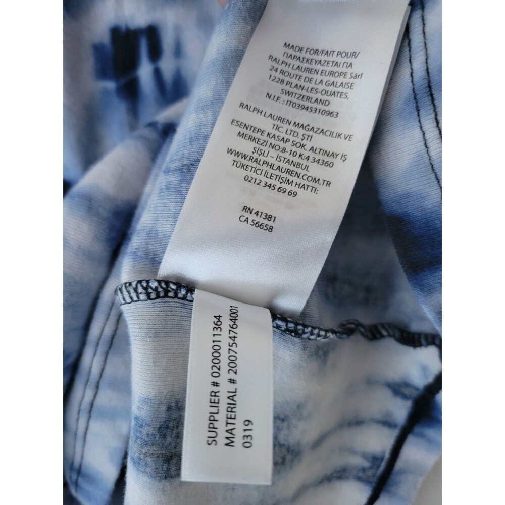 Lauren Ralph Lauren Blue Tie Dye Top Womens Large 100% Cotton Shibori Shirt - Picture 5 of 8